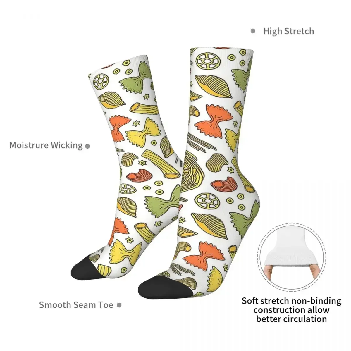 Pasta Pattern Socks Harajuku High Quality Stockings All Season Long Socks Accessories for Unisex Birthday Present