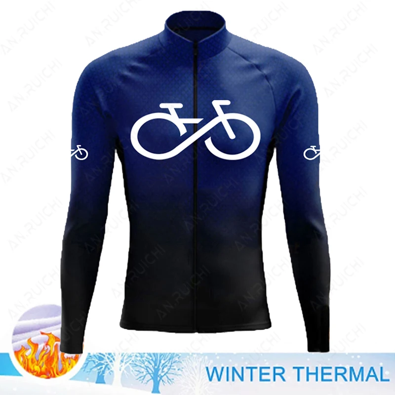 2023 Winter Long Jacket Thermal Fleece Man Cycling Jersey Clothing Mountain Outdoor Triathlon Wear Warm Bicycle Clothing Uniform