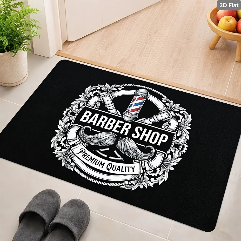 Barber Shop Welcome Entrance Door Mat Hair Salon Floor Rug for Hallway Porch Home Decor Creative Studio Area Foot Pad