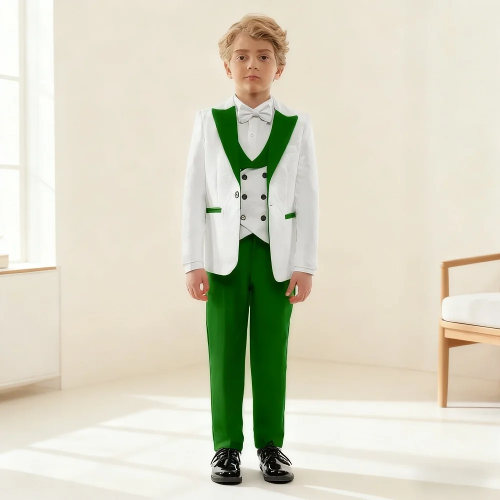 

Stylish Textured Children Formal Wedding Suit Kids Blazer Pants Bow Tie Portrait Attire Flower Boy Birthday Tuxedo Suit Children