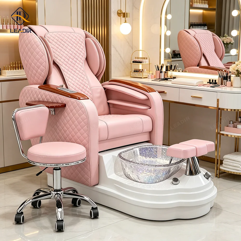 Pedicure Spa Chair LED Light Massage Function Remote Control Steam Function Foot Bath Basin for Foot Care Center