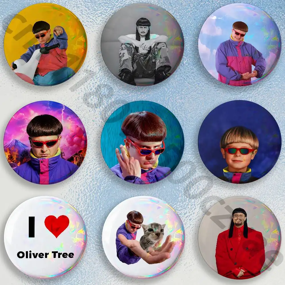 O-Oliver T-Tree Ugly 25mm 75mm 44mm 58mm 32m Coin Badges Personalized Handmade Round Brooches Pins Accessory
