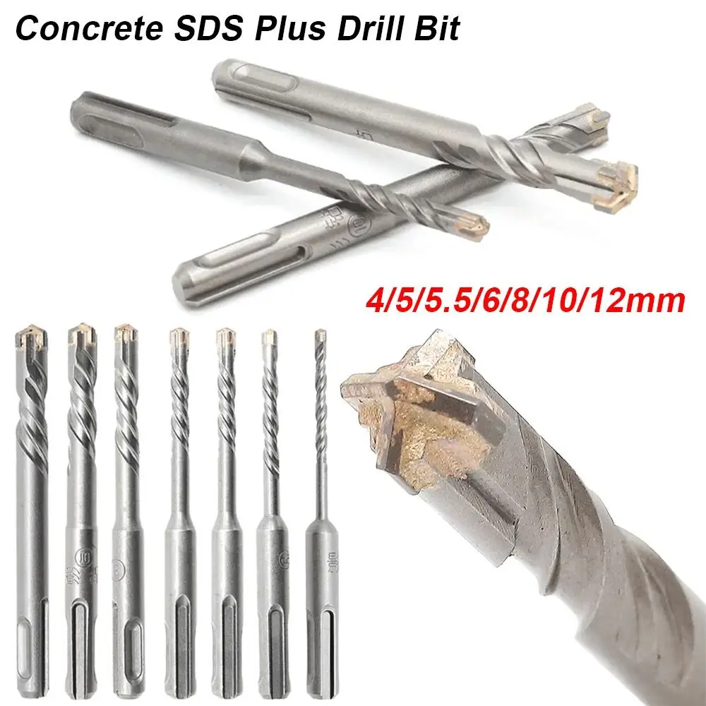 

1Pcs Cross Tips Concrete SDS Plus Drill Bit 4 Cutters 4/5/5.5/6/8/10/12mm Electric Hammer Drill Bit Round Shank Hand Power Tool