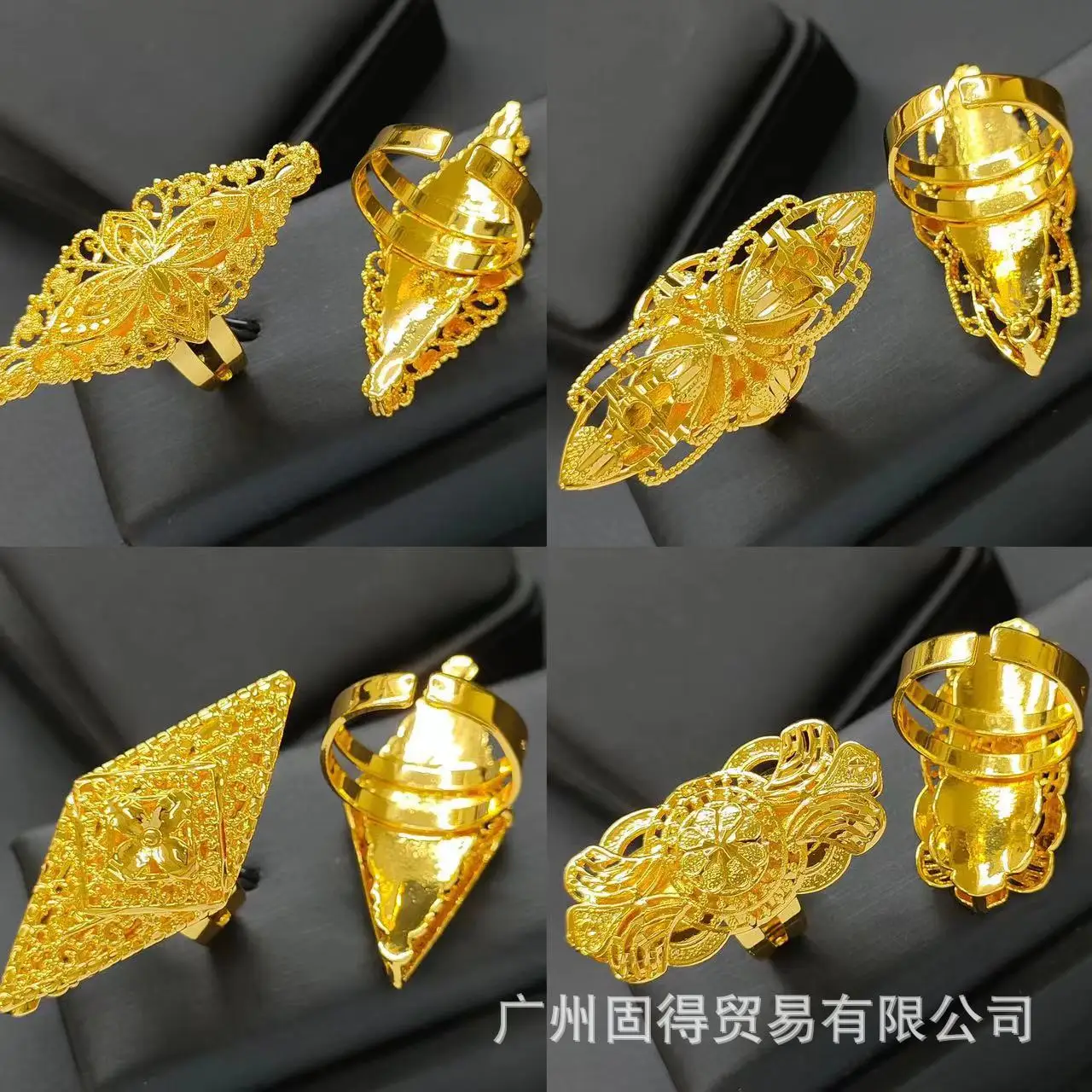 Euro Vietnamese sand gold gypsy flower Indian bride opening adjustable index finger women's copper ring