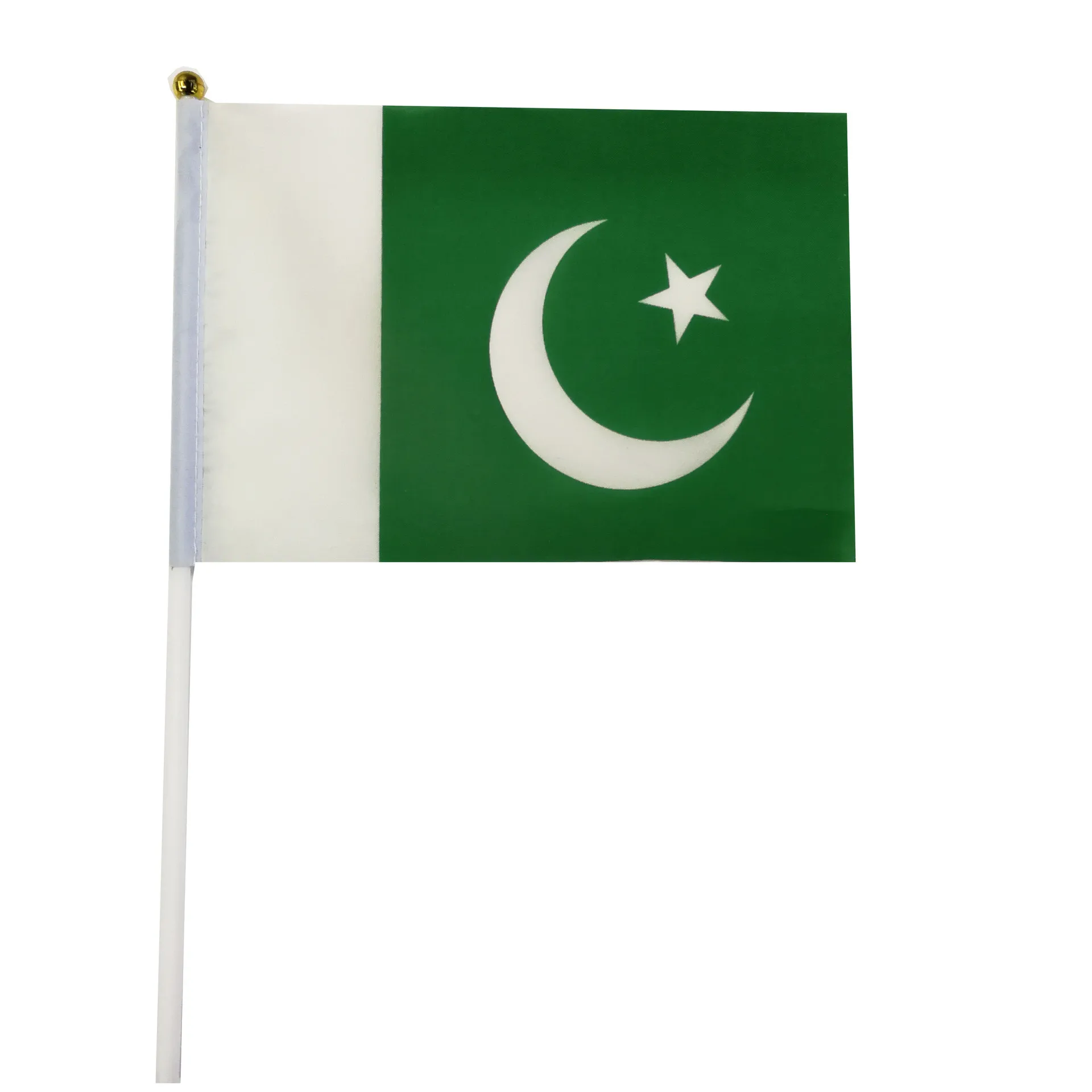KAFNIK, 10/20/50/100 stücke Pakistan Hand Winken Flagge 14*21 cm Pakistan Kleine Nationalen Fahnen mit Kunststoff Fahnenmasten – Detail 4