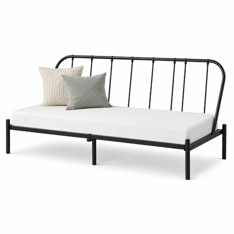 Gray Frameless Sofa Bed Double Foldable Independent Spring Soft Bag Furniture