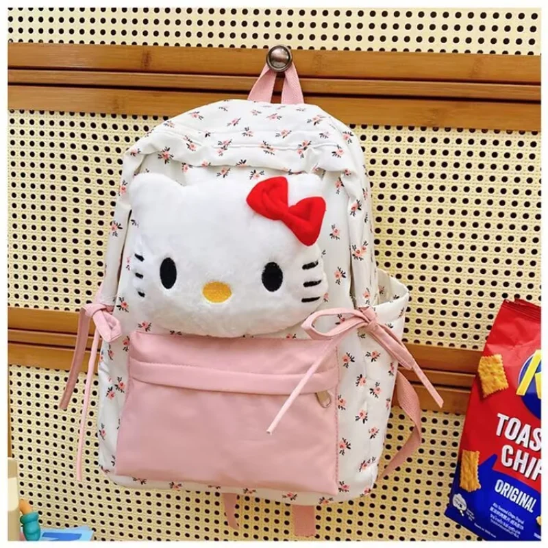 Sanrio hello kitty bonito e doce estudante mochila dos desenhos animados impressão leve e simples mochila de grande capacidade