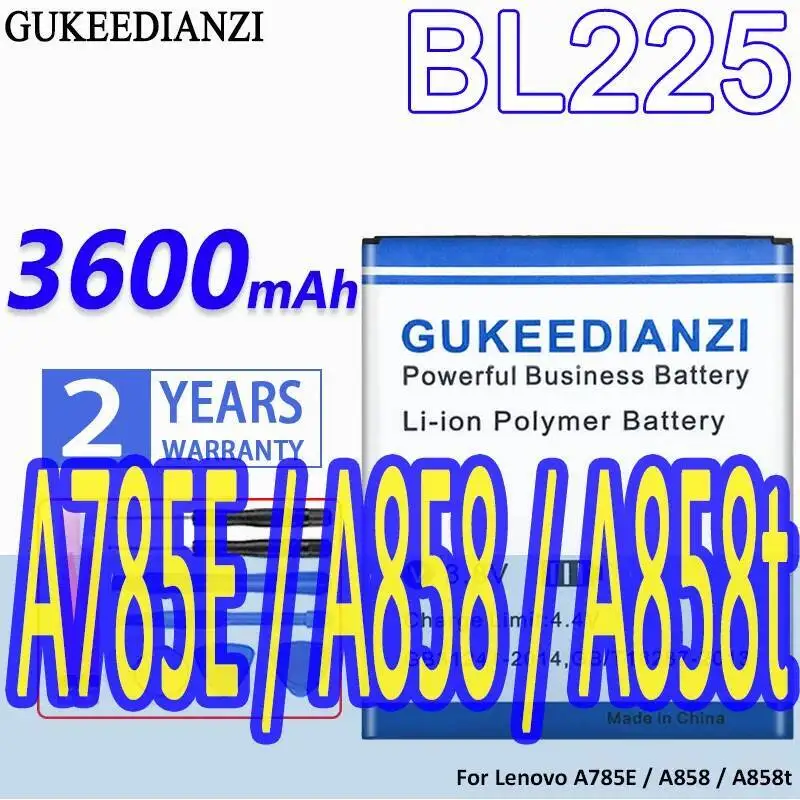 

Высокоэффективный аккумулятор мобильного телефона BL225 3600 мАч для Lenovo A785E A858 A858t, стабильный