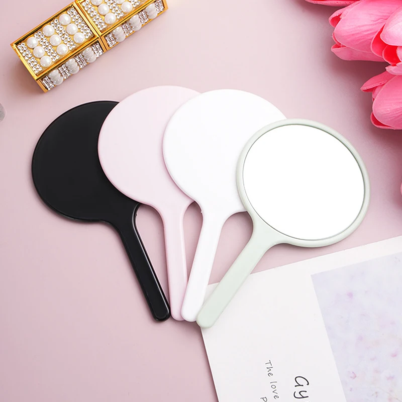 Durable Round Handheld Makeup Mirror – Portable, Anti-Slip Design with Handle for Personal and Home Use