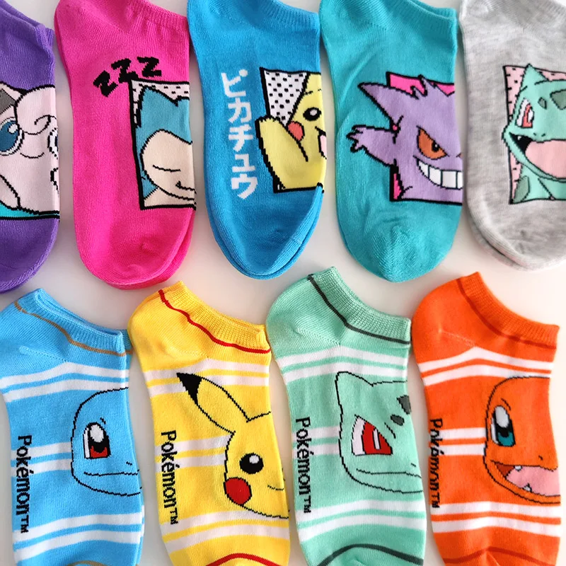 Pokemon Anime Socks Pikachu Cartoon Socks Go Cosplay Props Poke Ball Squirtle Charmander Bulbasaur Ankle Sock Short