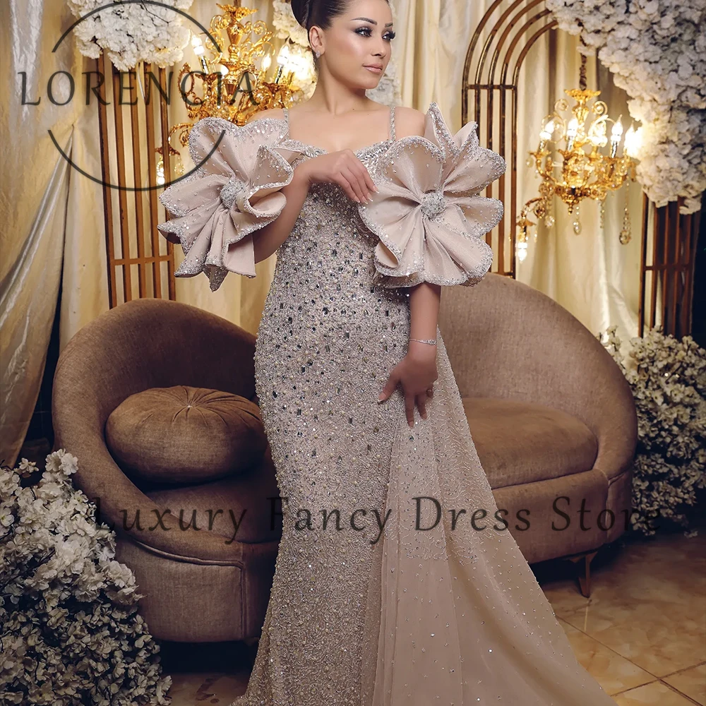 

Изысканные платья для выпускного вечера с бриллиантами 2025 года, блестящие вечерние платья русалки на тонких бретельках, индивидуальные платья с 3D цветами, формаis