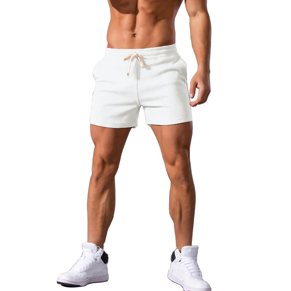 Sommer-Herrenshorts, einfarbig, lässig, atmungsaktiv, kurze Hosen mit Kordelzug, Boardshorts, Jogginghosen, Sportshorts, Herren-Resortshorts – Detail 2