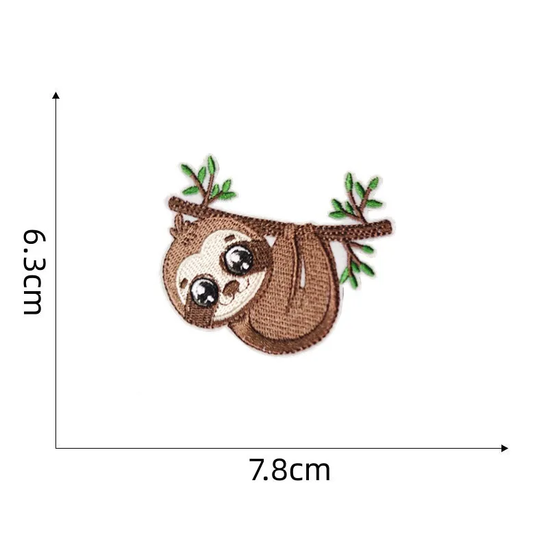 Cartoon Sloth Patches Embroidered Iron On Animal Stickers for Kids Clothes Jeans Shirts Backpack DIY Sewing Appliqued Badge