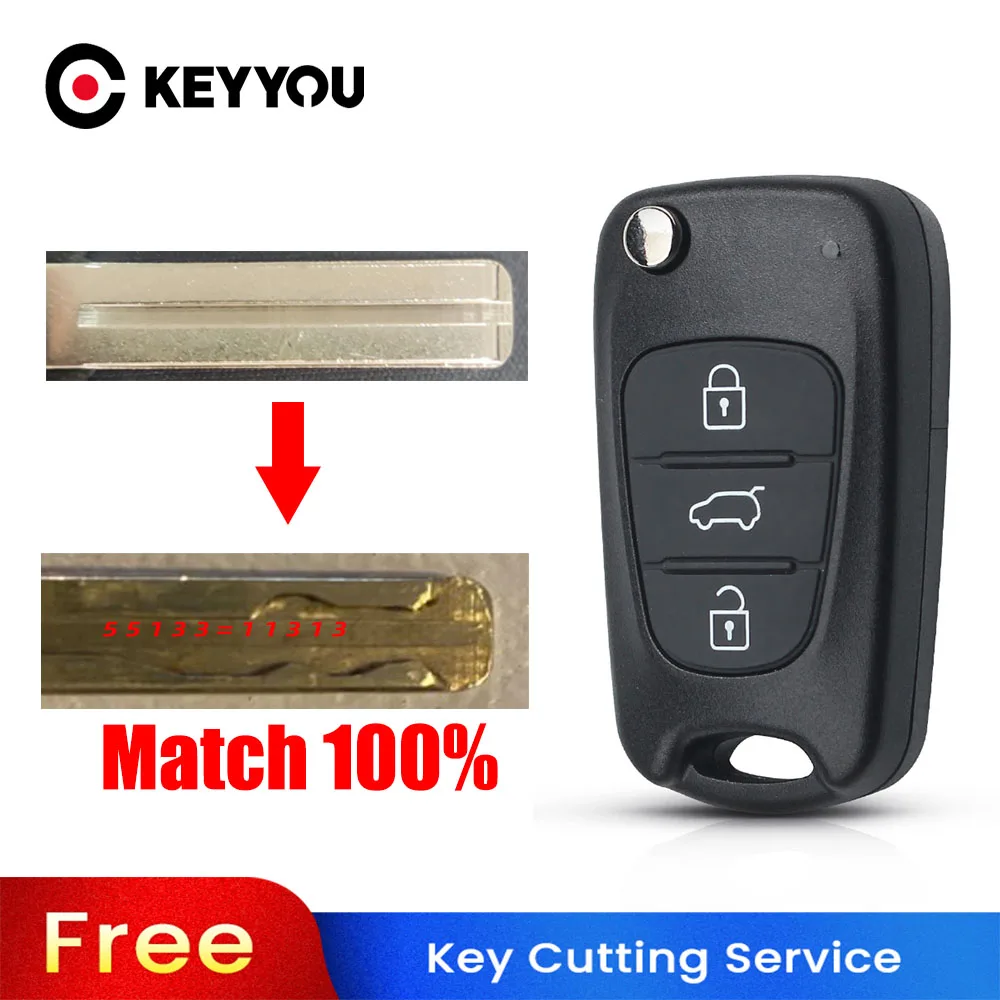 KEYYOU 3 Nút Flip Remote Vỏ Chìa Khóa Dành Cho Xe Hyundai I30 IX35 Kia K2 K5 Sportage Picanto 3 Rio Gấp Gọn phím Remote Cắt Lưỡi Dao