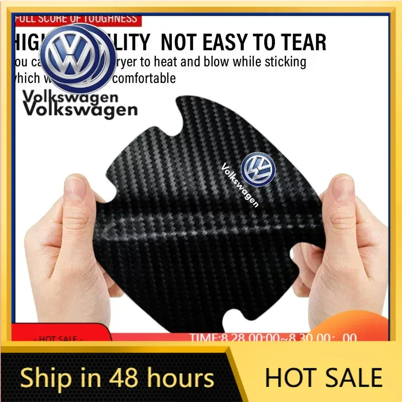 

2026 Hot New New 4PCS Car Door Handle Protection Sticker Emblem Car Styling New Volkswagen Golf GTI Bora Passat Jetta Beetle Sci