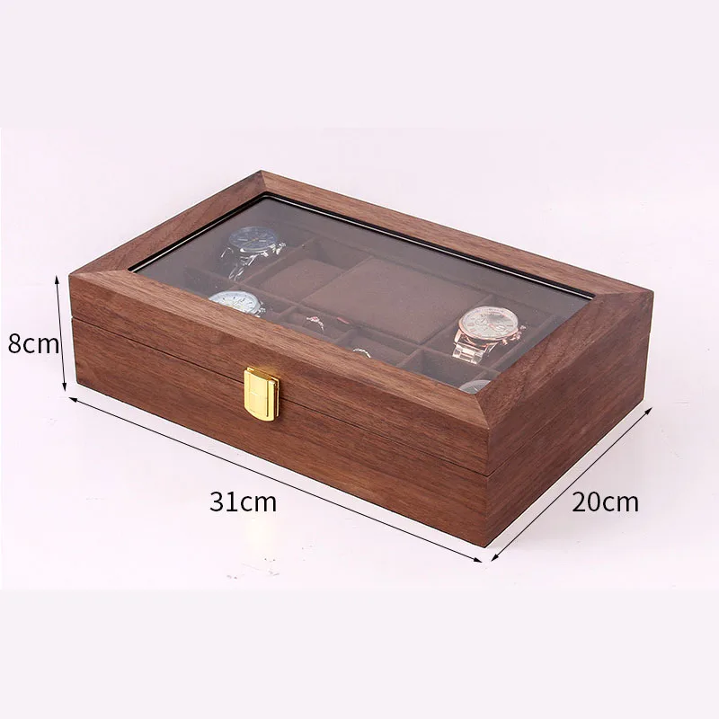 8 Slot Wood Watch Jewelry Box Organizer for Men and Women Retro Watch Display Storage Box Gift for Men & Women