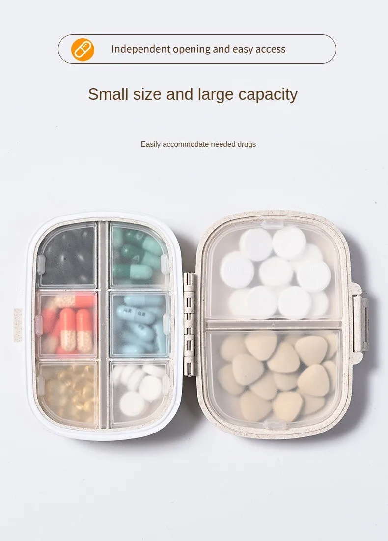 Portable 8-cell Sealed Medicine Box  Moisture-proof One Week Pill Box Packaging and Storage Box Medication Is Clear At A Glance