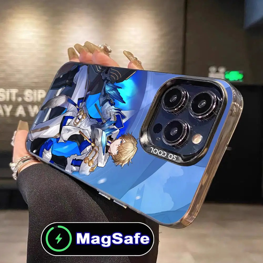 

Чехол для телефона Honkai Star Rail Gepard для iPhone 17, 16, 15, 14, 13, 12, 11 Air Pro Max Plus MagSafe, полупрозрачный красочный чехол, роскошный
