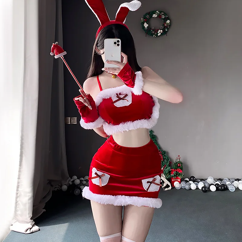 

Sexy Christmas Bunny Girl Cosplay Costumes Women Halloween Anime Rabbit Girl Roleplay Outfits Erotic Lingerie Nightclub Uniform