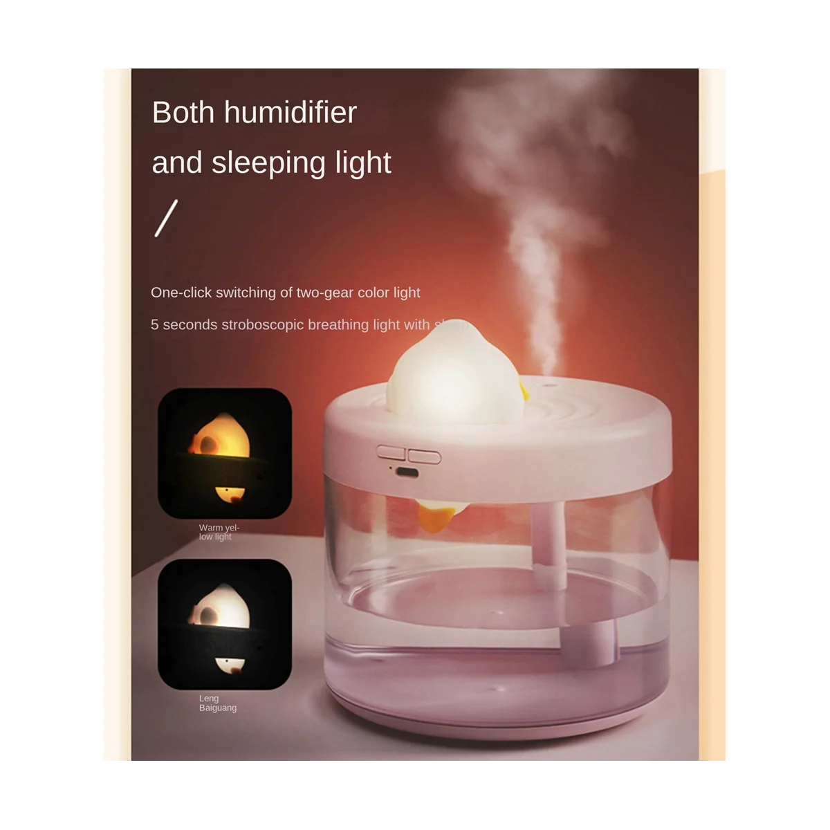 Umidificador portátil da purificação do ar do pato do mergulho, atomizador de água recarregável, difusor para o quarto, azul, 1200mAh, 800ml