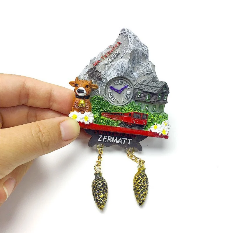 

Swiss Personalized Creative Matterhorn Cuckoo Clock Magnetic Fridge Magnet Travel Souvenir Exquisite Home Decoration