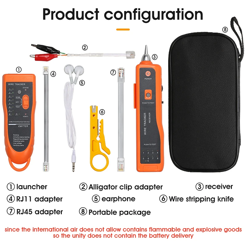 XQ-350 LAN Network Cable Tester Cat5 Cat6 RJ45 UTP STP Detector Line Finder Telephone Wire Tracker Tracer Diagnose Tone Tool Kit