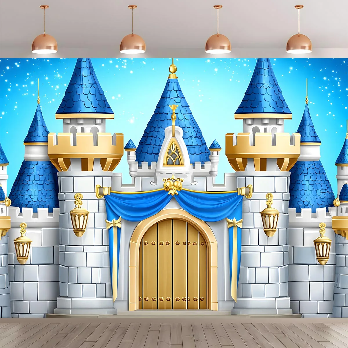1 drapeau de fond de château médiéval royal, fournitures de fête, mariage, anniversaire, saisons, décoration intérieure et extérieure