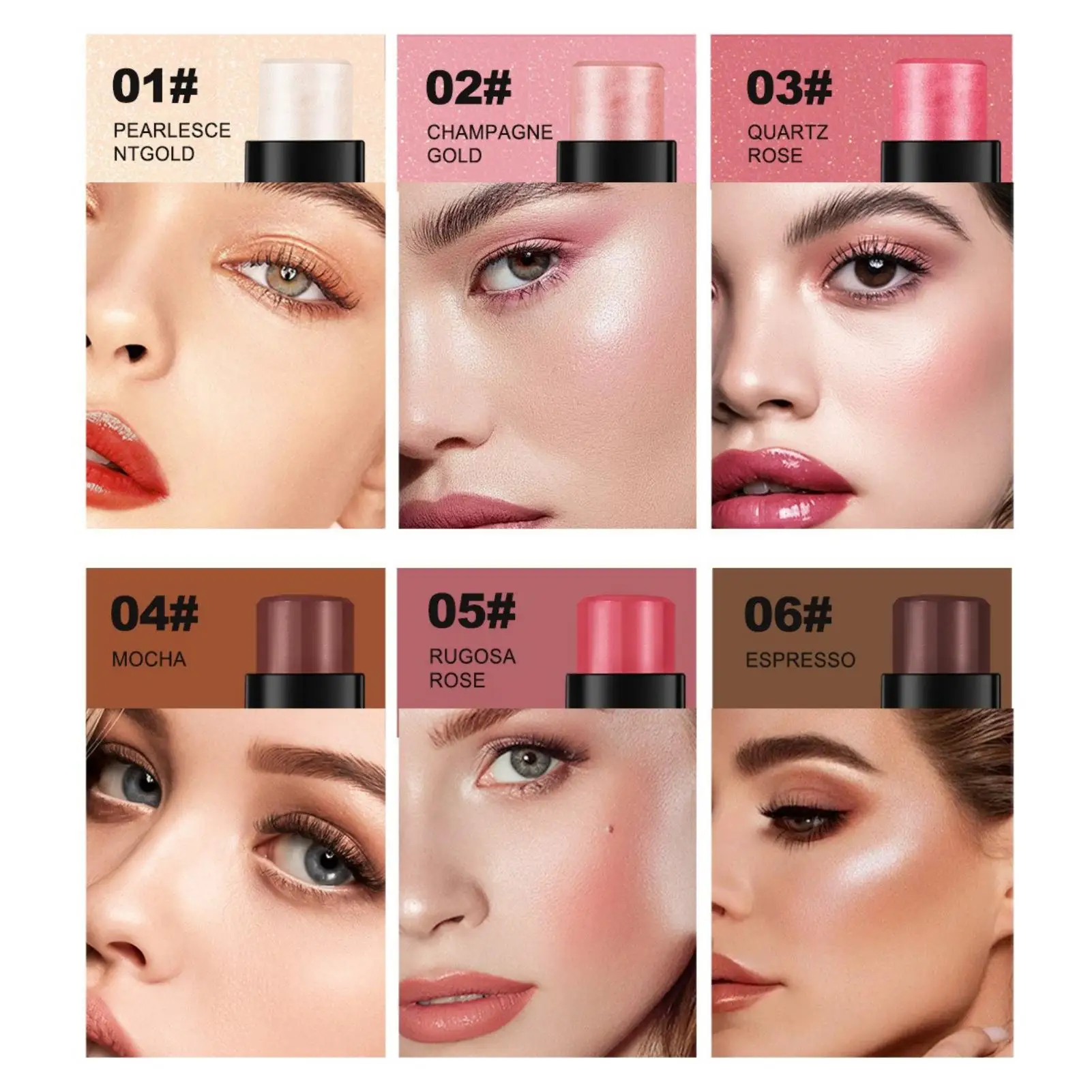 قطعة واحدة من أعواد أحمر الخدود الطبيعية غير اللامعة - مقاومة للماء، تضيء جميع ألوان البشرة، غنية بالألوان، مدمجة ومريحة، مناسبة للمبتدئين #5