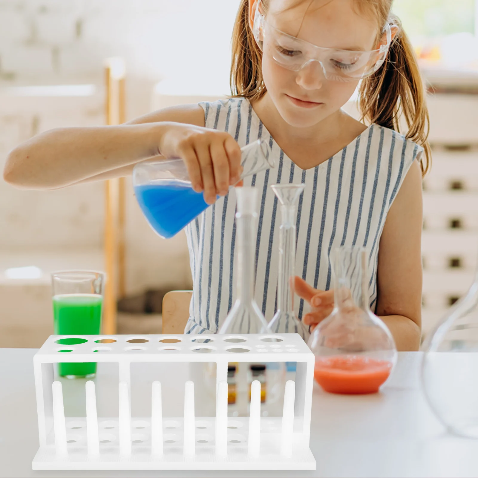 

19 Holes 8 Pegs Test Rack Plastic Lab Tube Holder Drying Stand For Tubes Storage Organizer Scientific Laboratory Use