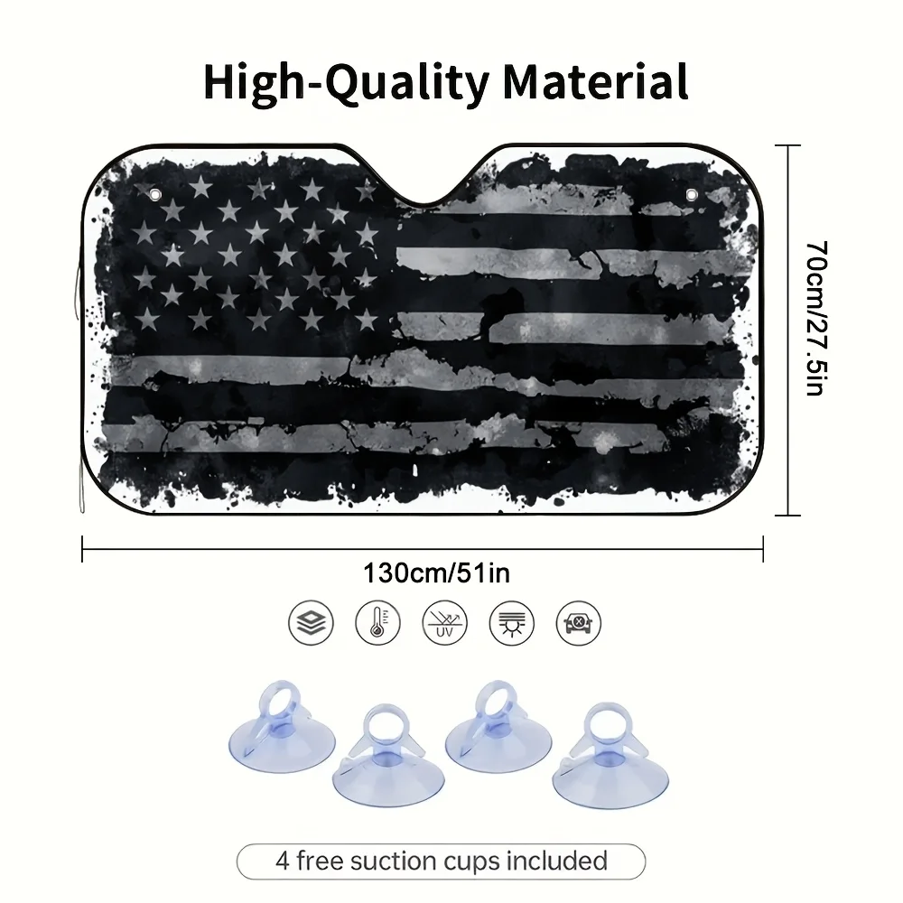 1pc Distressed American Flag Car Sun Visor - Universal Fit, Heat-Resistant Dashboard Protector With Vintage Patriotic Design For