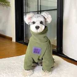 Pet Four Leg Clothes Autumn/Winter High Collar Jumpsuit Teddy Pomeranian Plush Dog Clothing Small Dog Puppy Clothes
