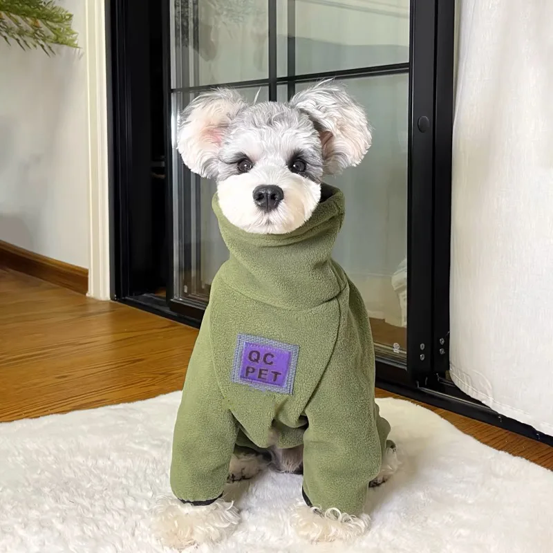 Pet Four Leg Clothes Autumn/Winter High Collar Jumpsuit Teddy Pomeranian Tenpy Plush Dog Clothing Small Dog Puppy Clothes