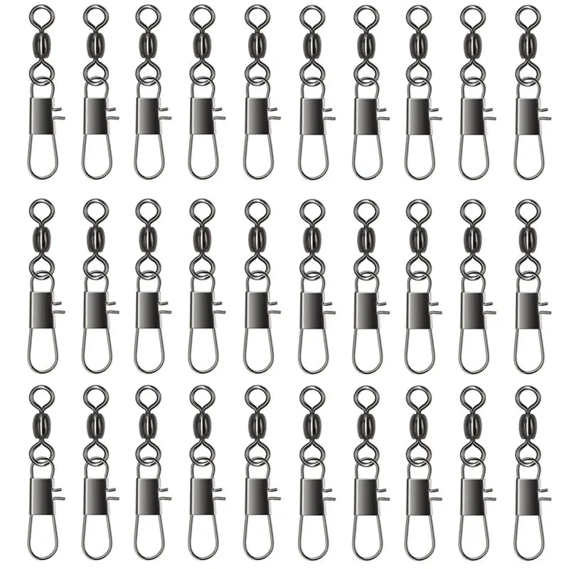 abvh-100pcs-スイベル釣り用コネクターピンベアリングローリングスイベルスナップファストロッククリップ釣り針釣り道具アクセサリー
