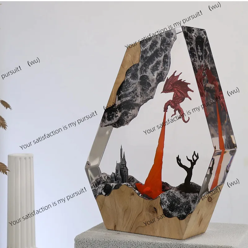 New fantasy flame dragon breathing light resin art lamp 3D three-dimensional fire modeling living room study ornament