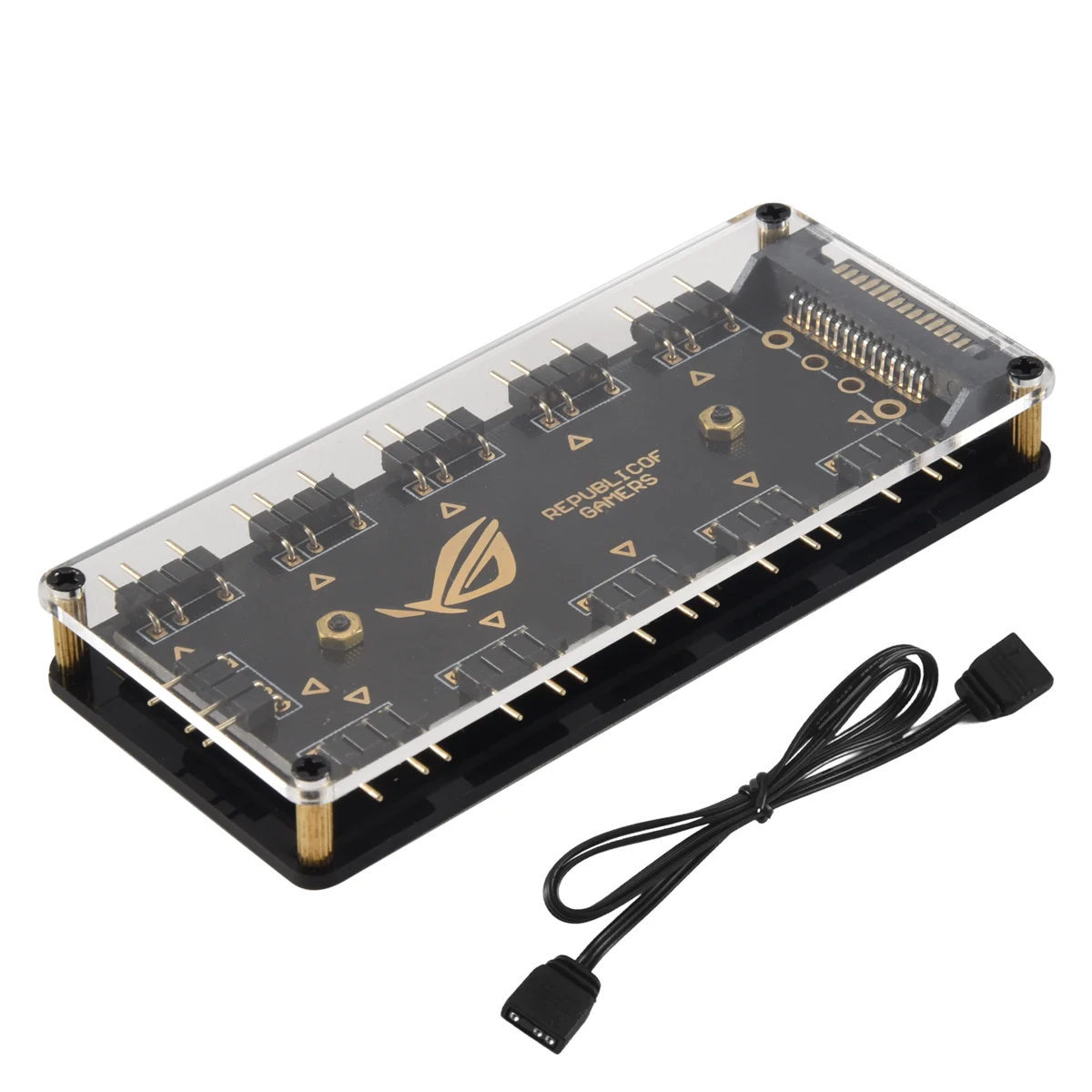 RGB LED Hub Splitter com Cabo de Extensão, 5V, 3Pin, 10 Port, 50cm