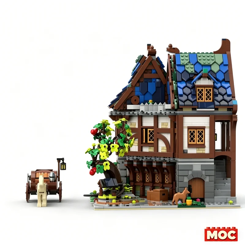 2783PCS Corner Blacksmith Medieval Village MOC Model Custom Blocks DIY Assembly Educational Toy Castle Fans Display Xmas Gifts