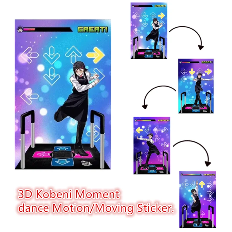 3D Chainsaw Man Kobeni Moment Dance Motion/Moving Waterproof Sticke for Automotive Computer Laptop Skateboard Wall Decor