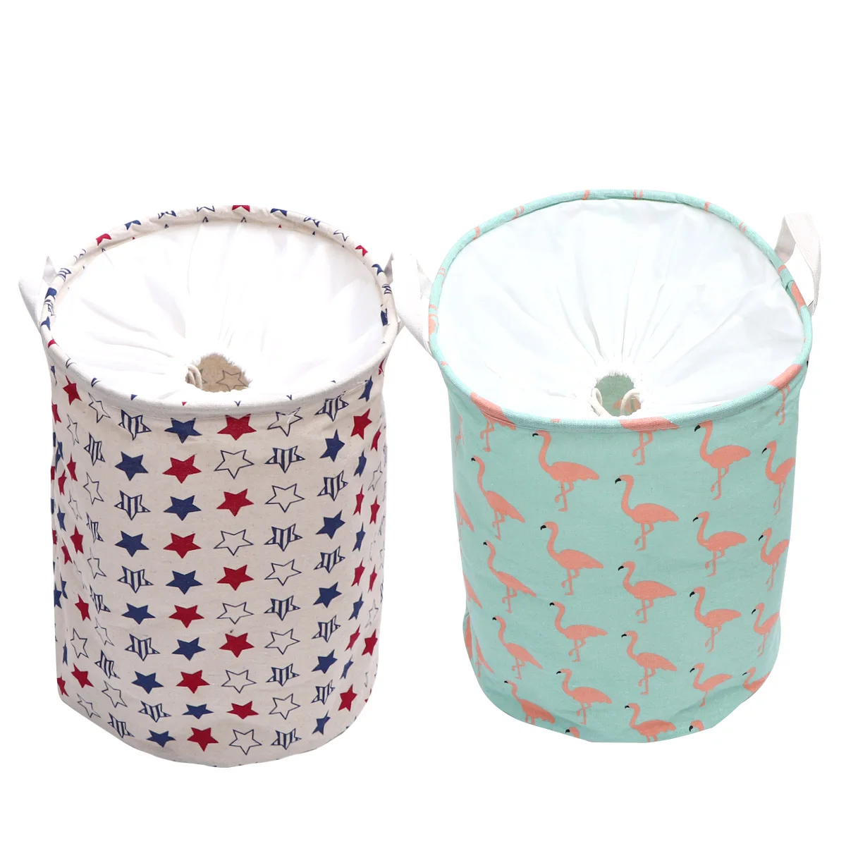 

2pcs Foldable Laundry Basket Large Capacity Storage Container Canvas Material Space Saving Organizer Double Handles