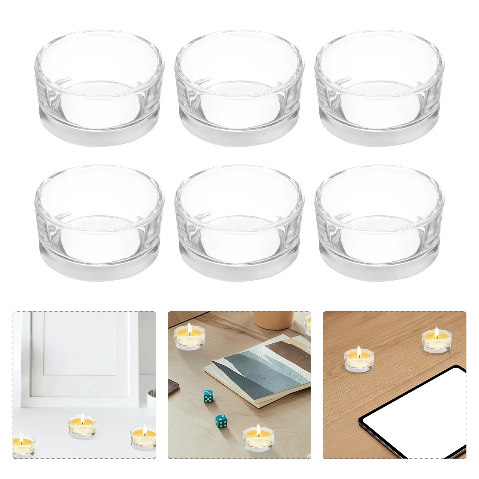 

10Pcs Reusable Glass Cups Transparent Windproof Holders Practical Decorative Containers for Party Home Use