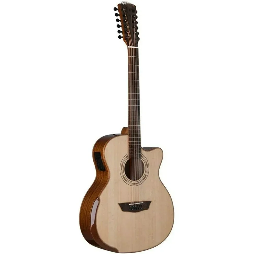 Comfort Series 12 String Acoustic Electric Guitar Right, Natural ,Children's Day Gift, Deluxe Birthday Gifts Children for Guests