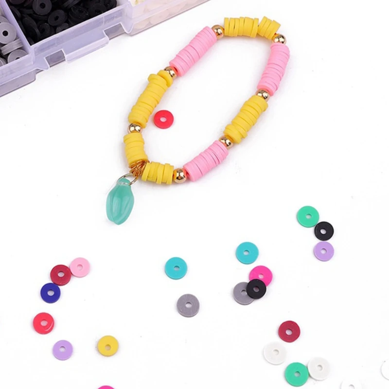 Round Beads Chip Disk Loose Spacer Slice Beads Gift for Women Girls