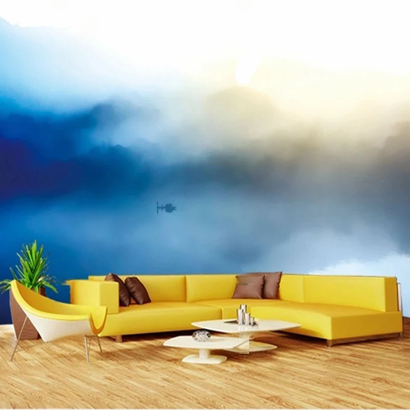 MU8208 Chinese Style Custom Photo Mural Ink Oil Painting Abstract Mountain Wallpaper TV Sofa Background For Living Room Bedroom