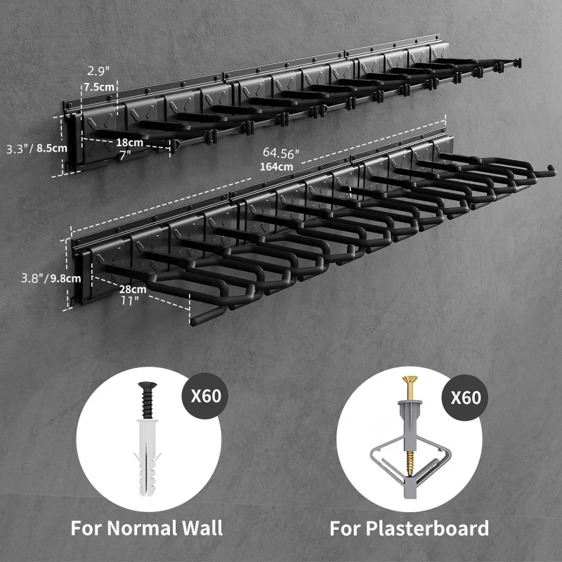 12 Slot Long Gun Rack Wall Mounted Shotgun Rack Adjustable Rifle Storage Holder Rifle Racks 220 Lbs Load Adjustable Storager