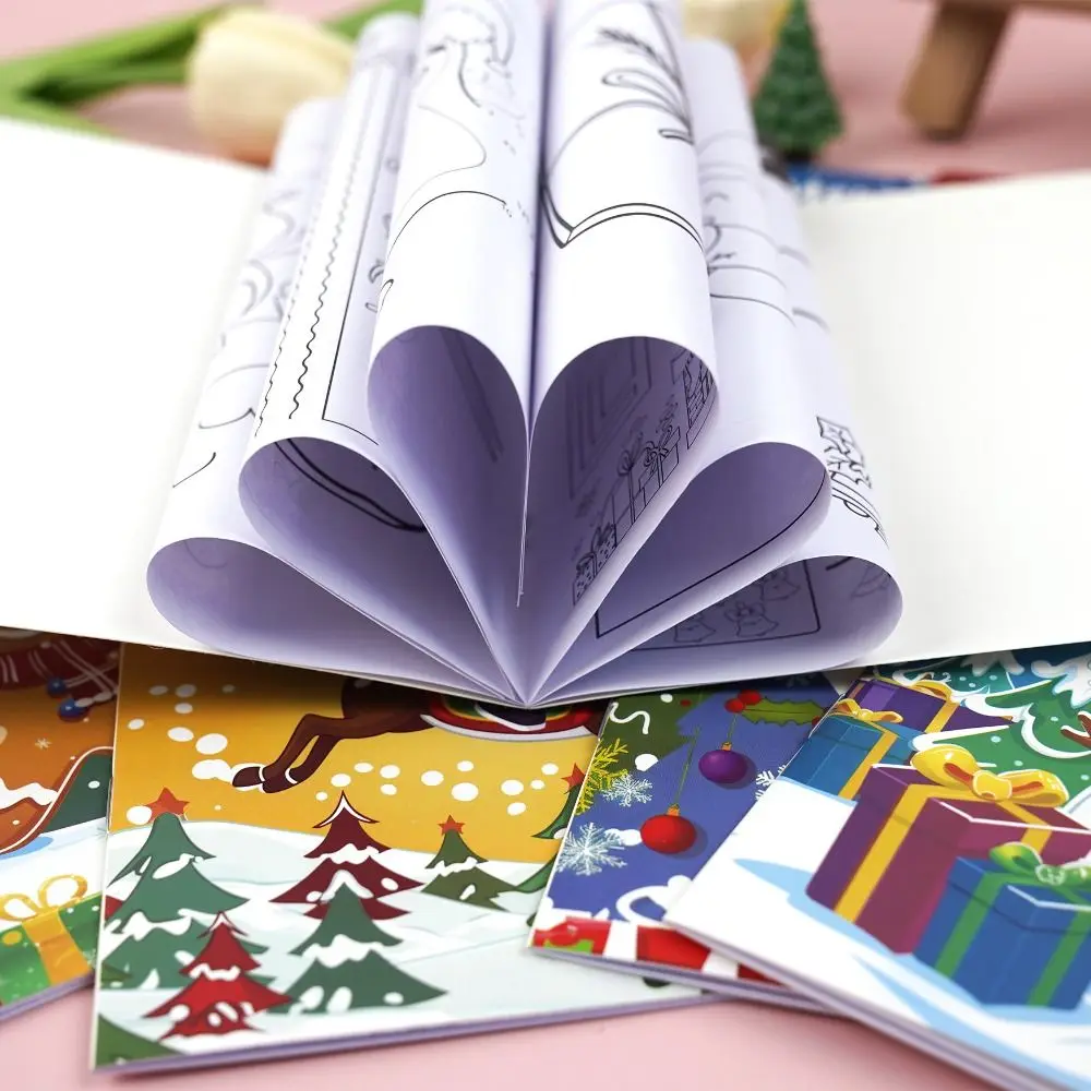 8PCS/Set Merry Christmas Coloring Book Funny Graffiti Painting Book Educational Montessori Drawing Games Toys Doodles Book