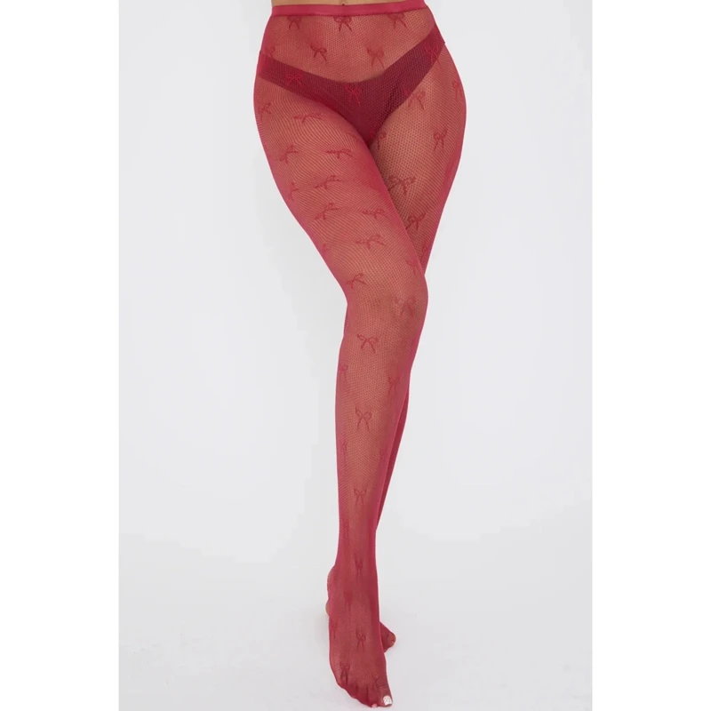 1Pair Women Heart/Bow Print Sheer Tights Summer y2k Party Stockings Pantyhose for Valentine's Day Party Streetwear