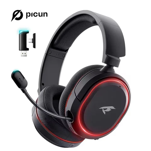 Picun G2 2.4G Kablosuz Oyun Kulaklığı Bluetooth Kulaklıklar 5 ms Düşük Gecikme 7.1 surround ENC Mikrofon PC PS4 PS5 Telefon Anahtarı
