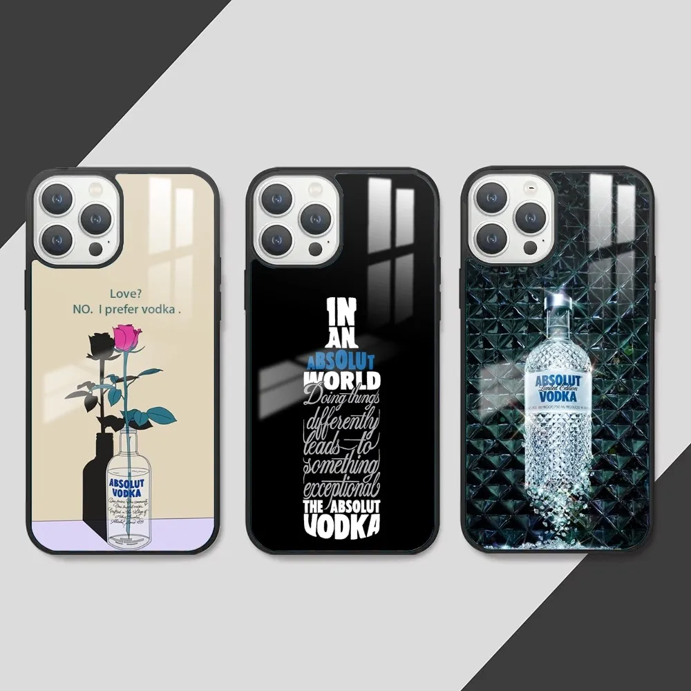 Alcohol A-ABSOLUT V-VODKA Phone Case For iPhone 16 15 14 13 12 11 Pro Max Plus Mini PC Fashion mirror phone case