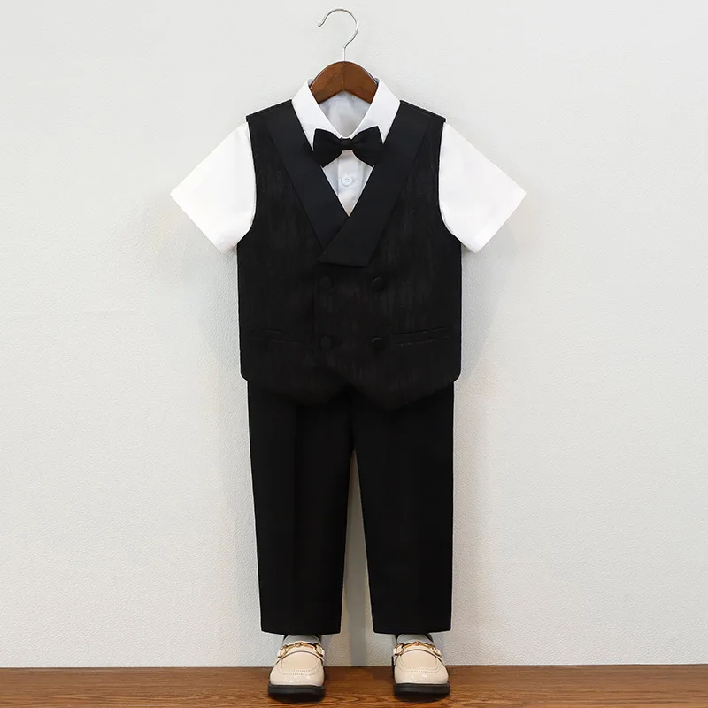 OLEKID Gentleman Kids Wedding Suits Outfit Formal Vintage Children Boys School Uniform Suit 1-10Y Boys Elegant Birthday Costume