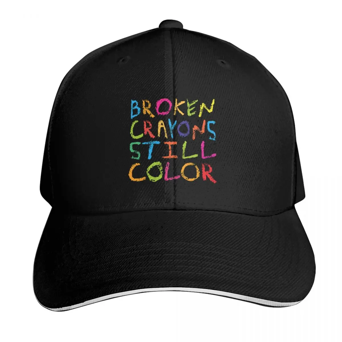Broken crayons still color (grunge version) Baseball Cap Quick Dry Performance Cotton Twill Breathable Contrast Two Tone Brim