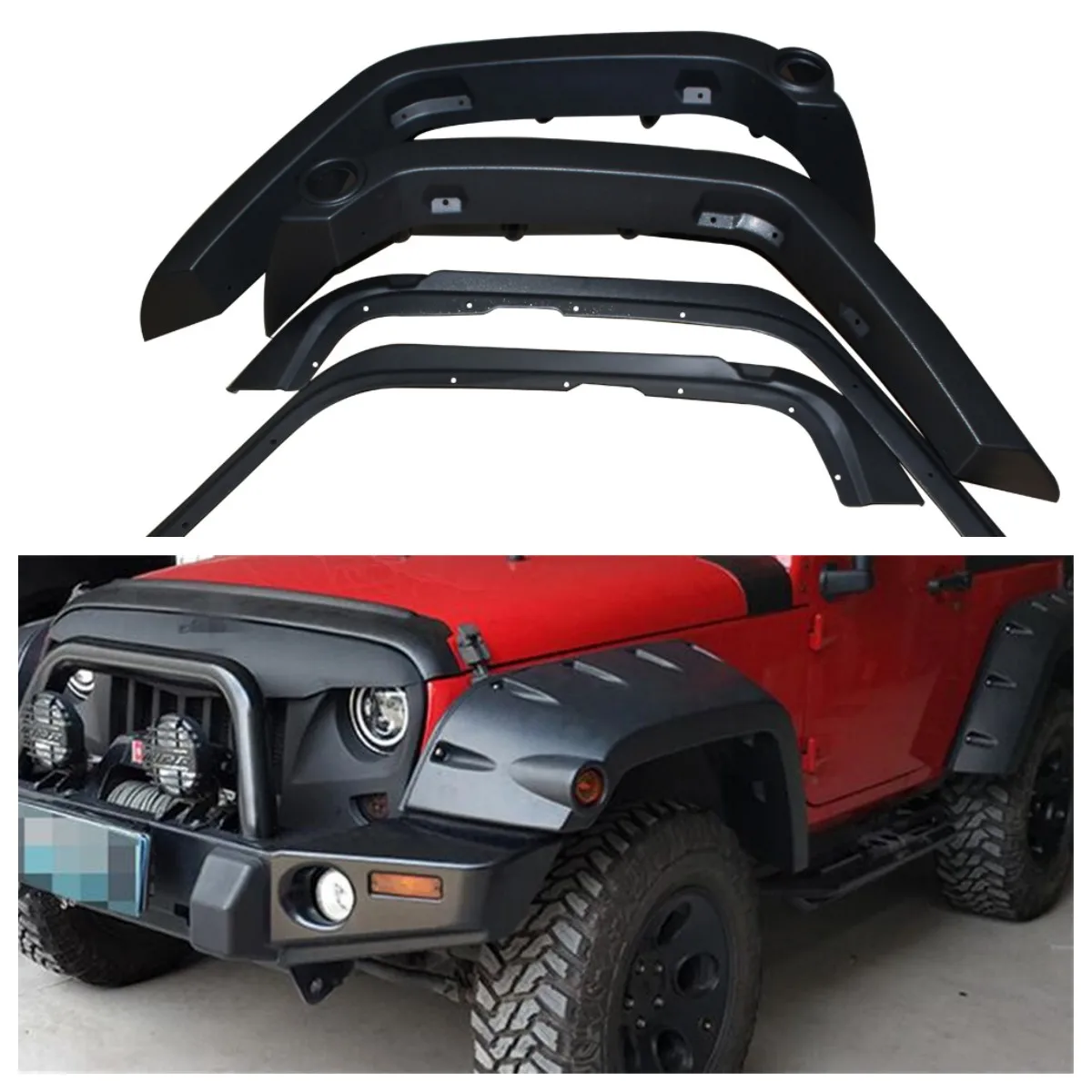 

SXMA J312 Fender Flare Laura Style Fender Protector Mud Guards 4pcs Wheel Mudflaps For Jeep Wrangler JK 2007-2017